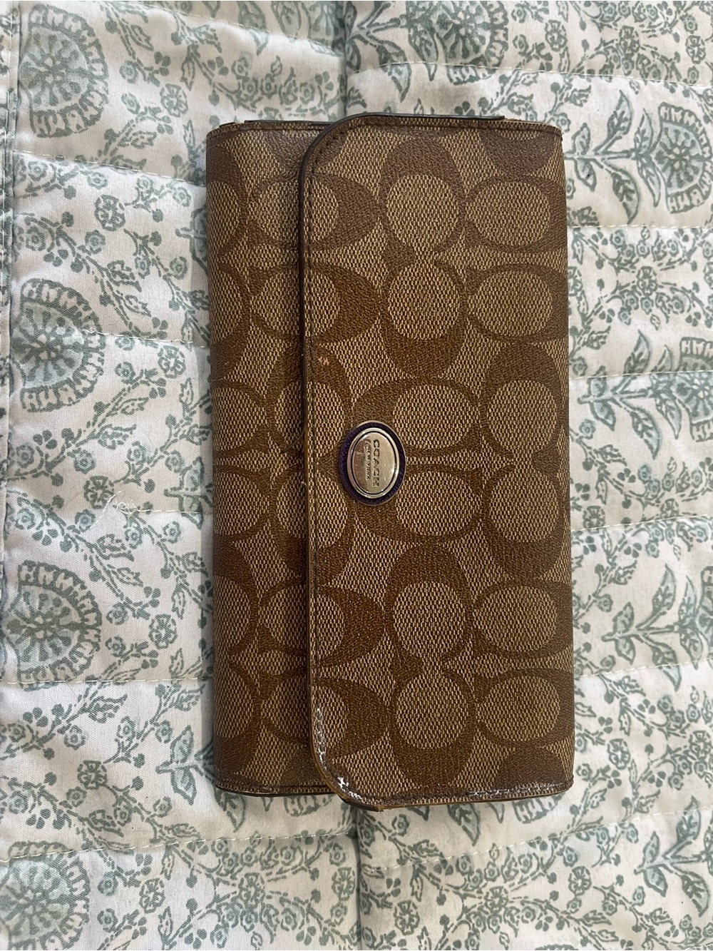 Coach Brown Signature Canvas Fold Wallet